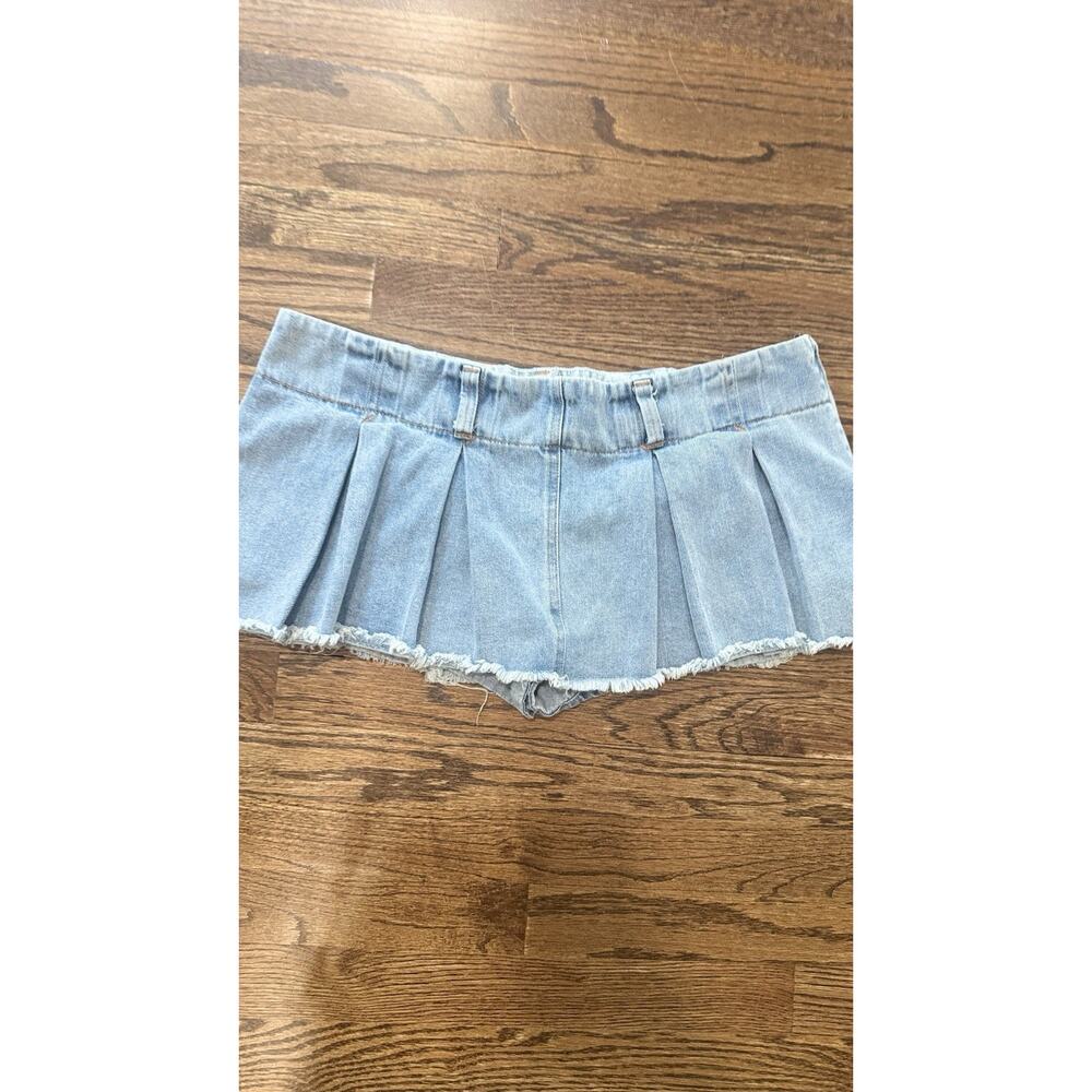 Revolve Lioness Denim Rendezvous Micro Mini Skort Festival Concerts Size XL 3069 - Picture 2 of 9